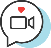 health diary icon with video camera and heart